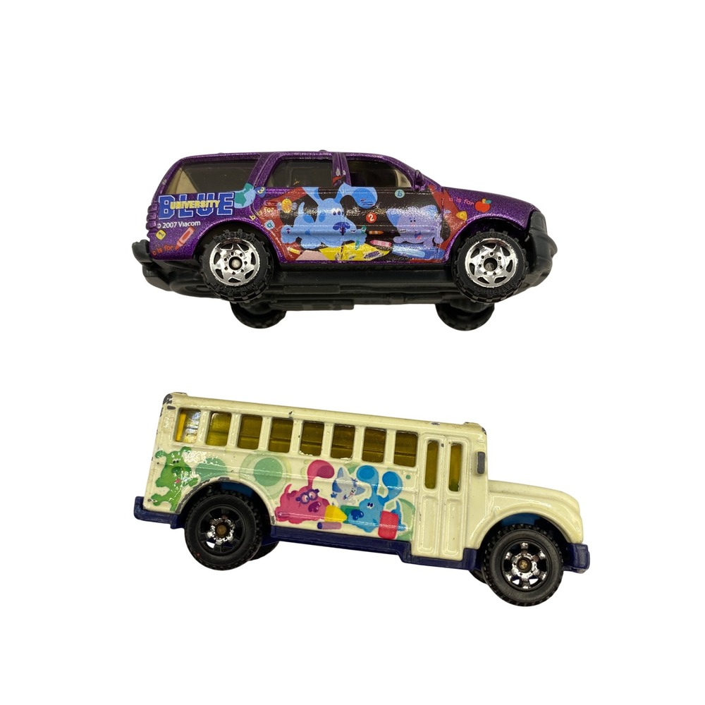 VTG Matchbox Blues Clues Diecast Car Lot Purple Ford Expedition White School Bus - Picture 4 of 12